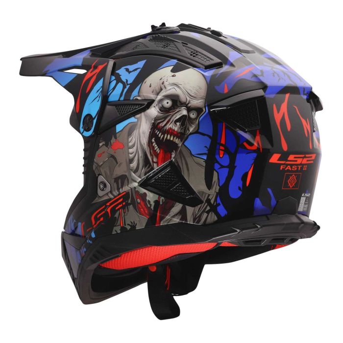 Casco Cross Ls2 Mx708 Fast II Zombie II 06 Black Red Blue