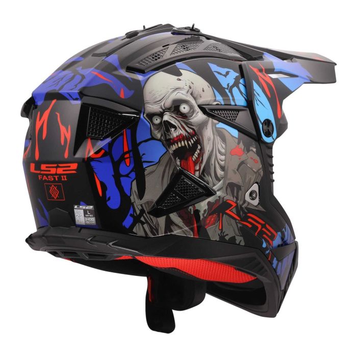 Casco Cross Ls2 Mx708 Fast II Zombie II 06 Black Red Blue