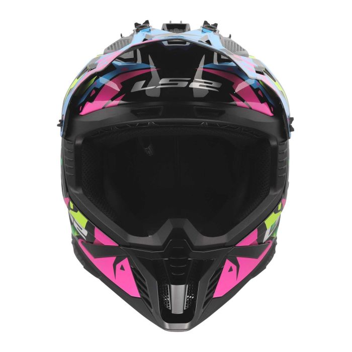 Casco Cross Ls2 Mx708 Fast II Grotesk 06 Blue Pink Green