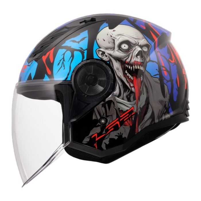 Casco Jet Ls2 Of616 Airflow II Zombie II 06 Black Red Blue