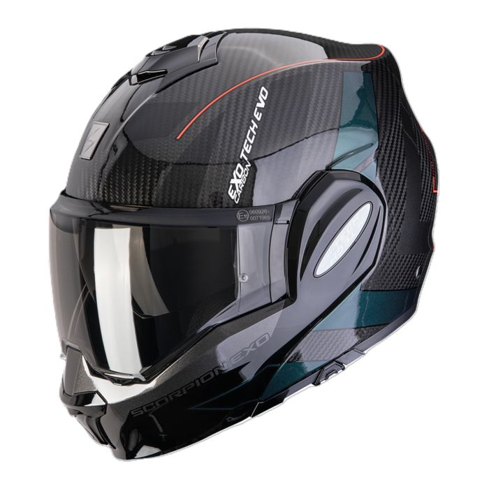 Casco Ribaltabile Scorpion Exo-tech Evo Carbon Cad Nero Verde