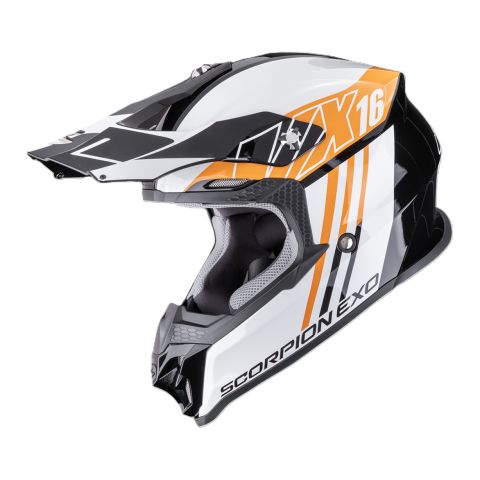 Casco Motocross Scorpion Vx-16 Evo Air Lignes Nero Arancione
