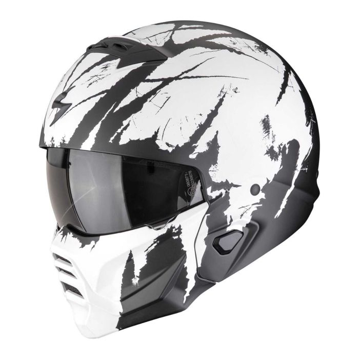 Casco Modulabile Scorpion Exo-combat II Marauder Nero Opaco Bianco