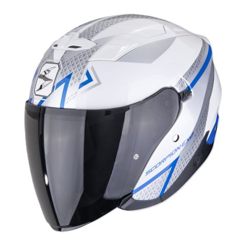 Casco Jet Scorpion Exo-230 Loop Bianco Blu