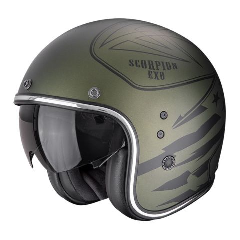 Casco Jet Scorpion Belfast Evo Dawg Verde Opaco