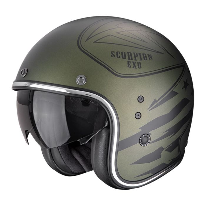 Casco Jet Scorpion Belfast Evo Dawg Verde Opaco
