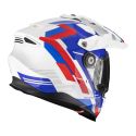 Casco Integrale Adventure Scorpion Adf-9000 Air Patrol Bianco Blu Rosso