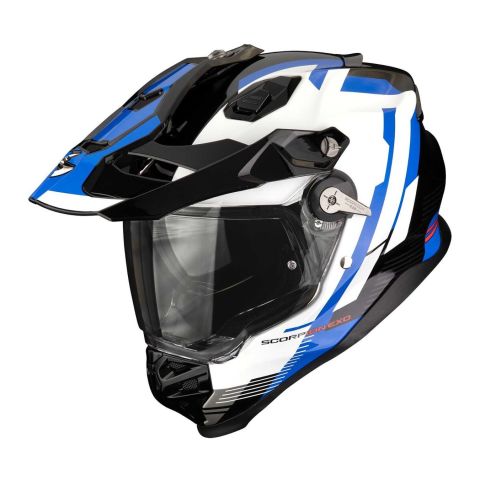 Casco Integrale Adventure Scorpion Adf-9000 Air Patrol Nero Blu Bianco