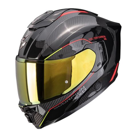 Casco Integrale Scorpion Exo-1500 Carbon Air Mundi Nero Rosso Giallo
