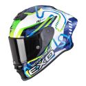 Casco Integrale Scorpion Exo-r1 Evo II Air Cornering Bianco Blu Verde