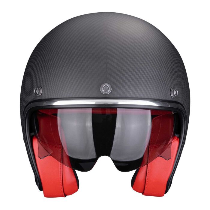 Casco Jet Scorpion Belfast Carbon Evo Nero Opaco Rosso