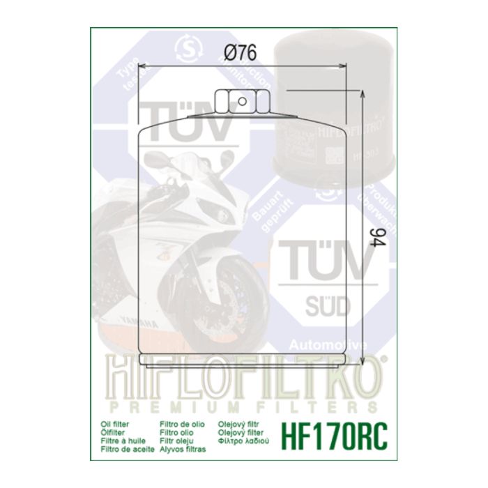 Filtro Olio Hiflo Hf170brc Racing Hd 883 Nero Senza Grafiche