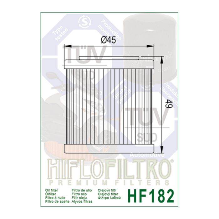 Filtro Olio Hiflo Hf182 Beverly 350 4t 4v +premium Scooter+