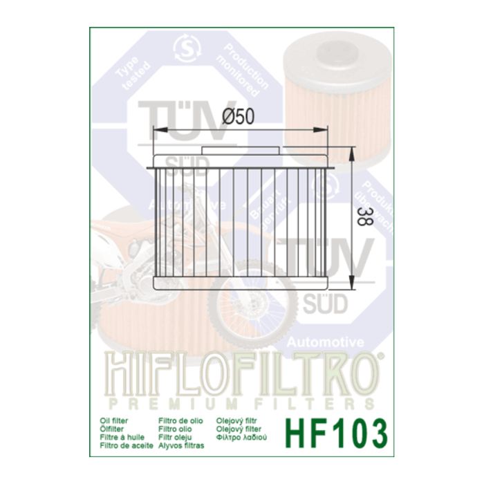 Filtro Olio Hiflo Hf103 Honda Crf250 17-18 - Cbr300 18-19