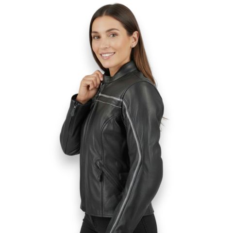 Chaqueta de cuero para mujer Jofama Mod. Vis A Vis Negro