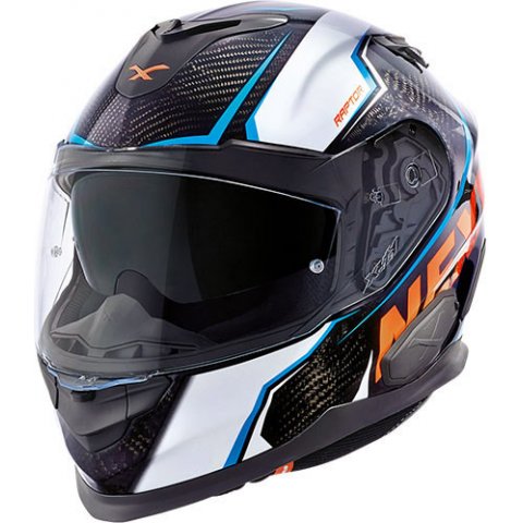 Casco integral Carbon Nexx X.t1 Carbon Raptor Blanco Naranja