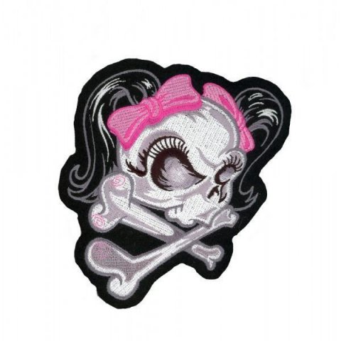 Patch Ricamata Lethal Threat Girl Skull Pink