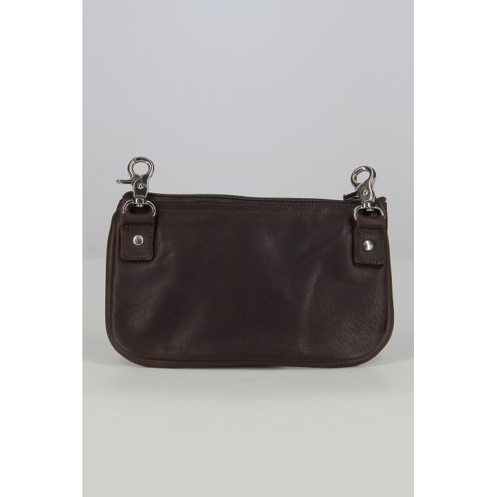 Borsello Da Gamba In  Morbida Pelle Con Moschettoni Marrone