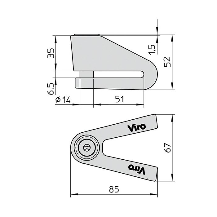 Blocca Disco Viro New Hardened 14 Mm