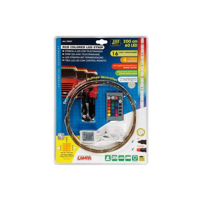 Lampa 73627 Striscia Da 60 Led Rgb 12/24v - 200 Cm