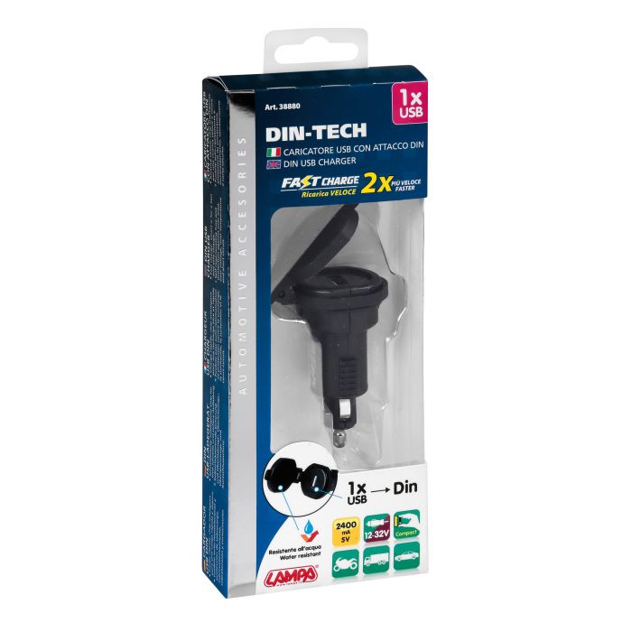 Din-tech 1 Presa Din Usb 2400ma Ric.veloce 12/32v Lampa 38880