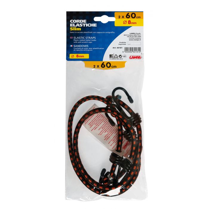 Coppia Corde Elastiche Cm. 60 Slim 8mm Lampa 60181