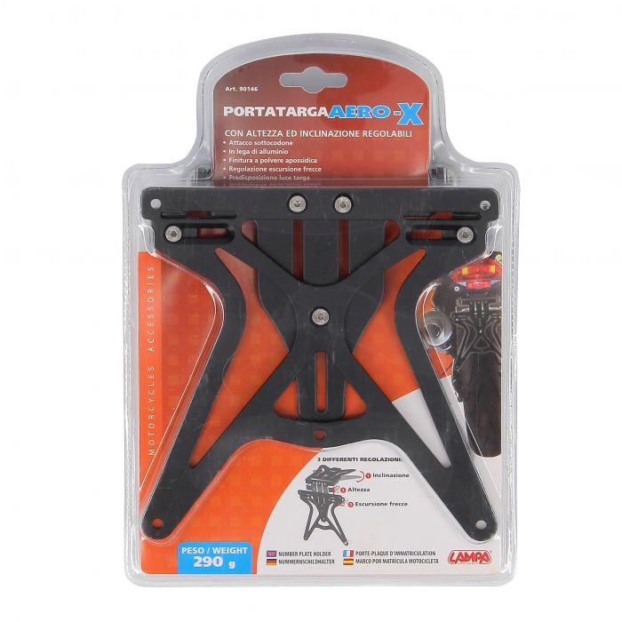 Porta Targa Lampa Aero-x Con Altezza Ed Inclinazione Regolabili
