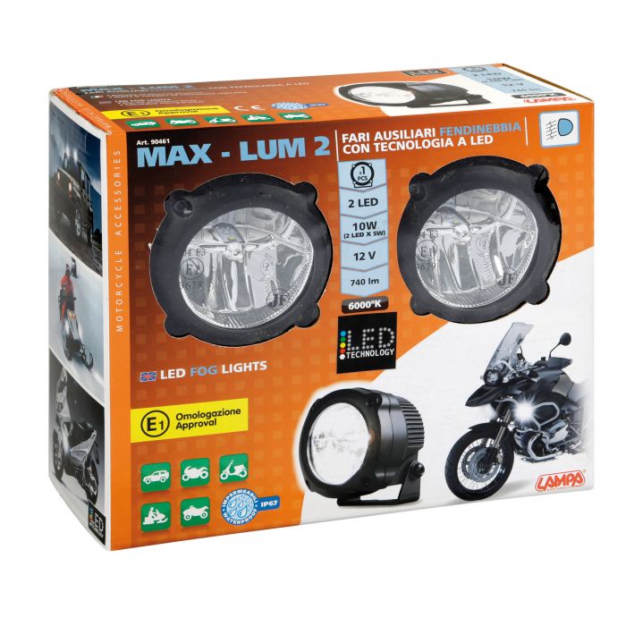 Coppia Fari A Led Max-lum 2 Luce Fendinebbia Lampa 90461