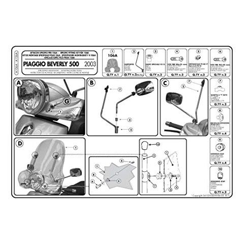 Attacchi Parabrezza 106a Beverly 500 A106a Nd