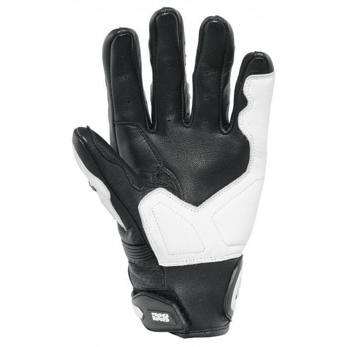 Guante corto de cuero de cabra deportivo Ixs Rs-400 Blanco negro