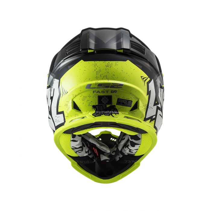 Casco Mx Cross Ls2 Mx437 Fast Evo Crusher Black H-v Yellow